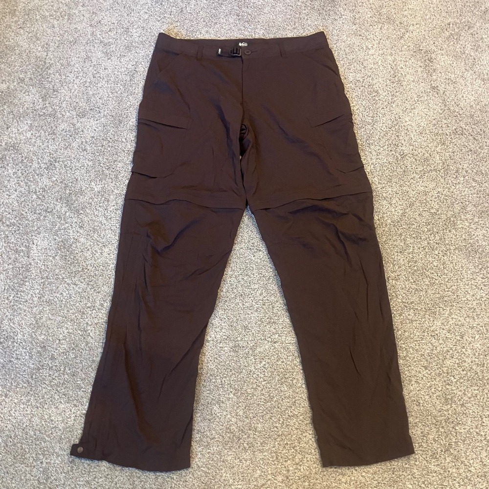 REI Co-op Sahara Convertible Cargo Hiking Pants Mens 36x32 Brown Relaxed Fit
